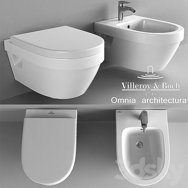 Suspended toilet and bidet Villeroy & Boch Omnia Architectura 3DModel Suspended toilet and bidet Villeroy & Boch Omnia Architectura 3DModel