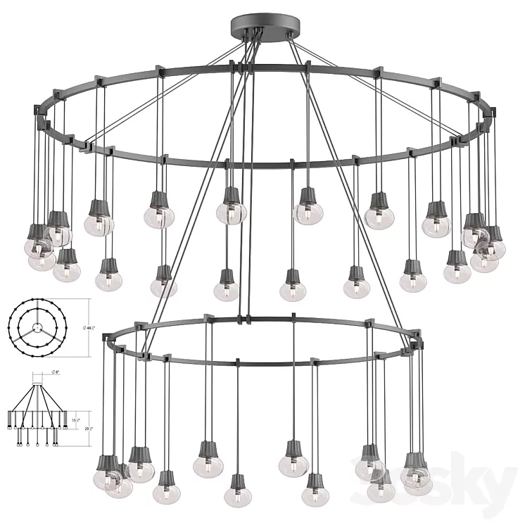 Suspenders double ring pendant 3D Model