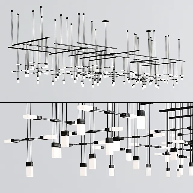 Suspenders Gallery Multi Light Pendant 3D Model Suspenders Gallery Multi Light Pendant 3D Model