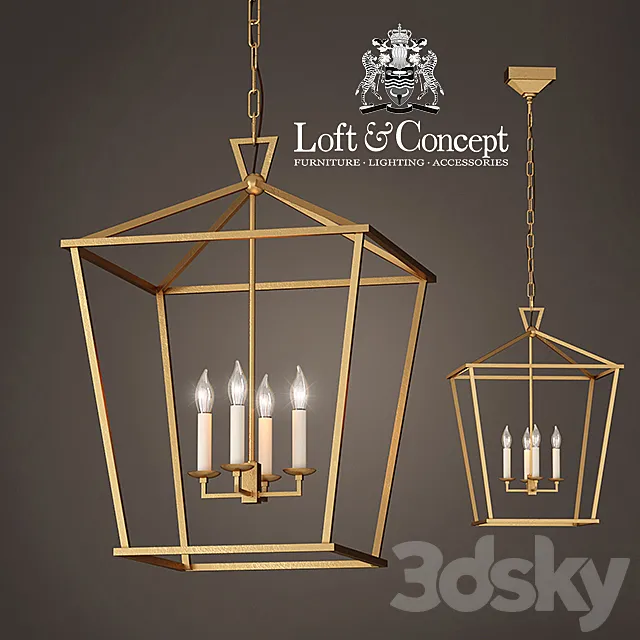 Suspension lamp 19th C. English Openwork Square Pendant Bronze 3D Model