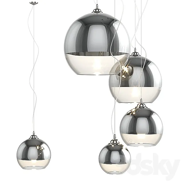 Suspension lamp Azzardo Silver Ball 18 25 35 40. 3D Model