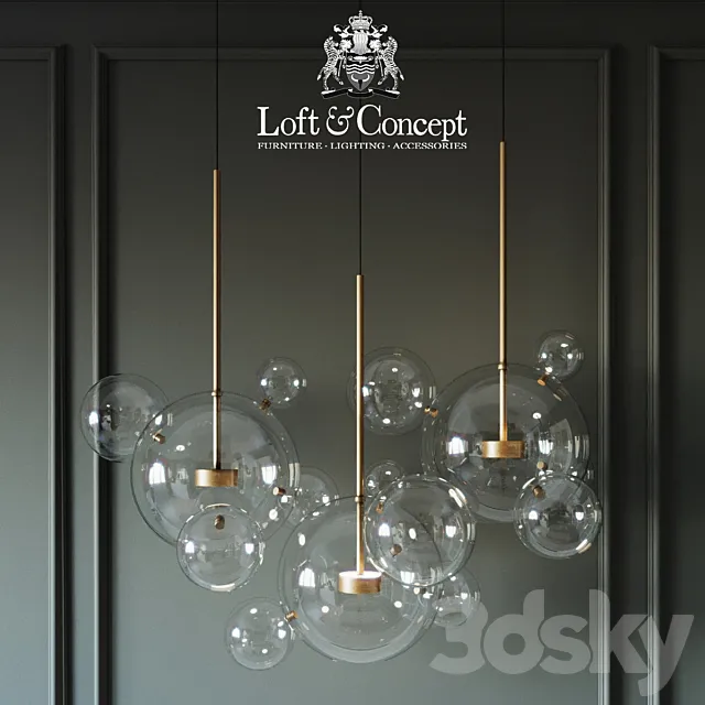 Suspension lamps giopato & coombes bolle bls 14l chandelier 3D Model