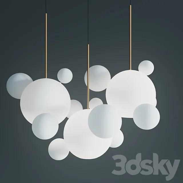 Suspension lamps giopato & coombes bolle bls 14l chandelier milk 3D Model