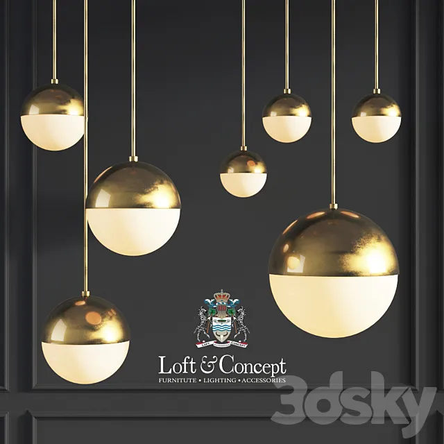 Suspension light Copper Light Pendant Orb 3D Model