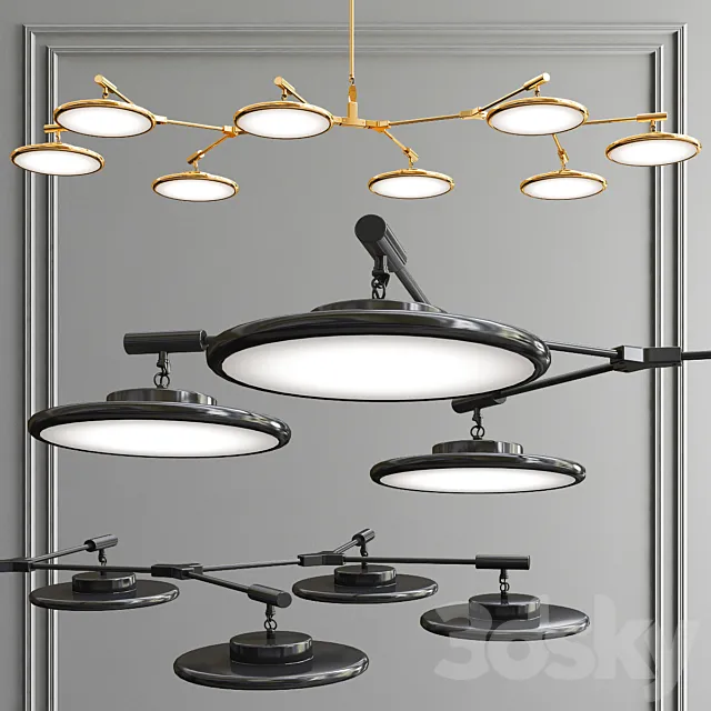 Suspension Light Disc – gold and black 3DModel