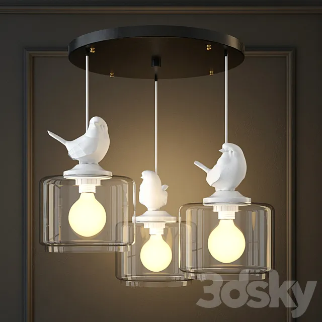 Suspension light provence bird pendant circle 3 3D Model Suspension light provence bird pendant circle 3 3D Model