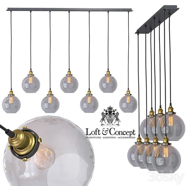 Suspension Loft Clear Glass Sphere Cloche 7 3D Model Suspension Loft Clear Glass Sphere Cloche 7 3D Model