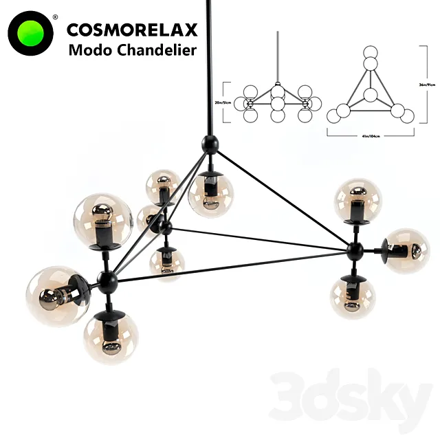 Suspension Modo Chandelier – Cosmorelax Pendant lamp Modo Chandelier 3DModel Suspension Modo Chandelier – Cosmorelax Pendant lamp Modo Chandelier 3DModel