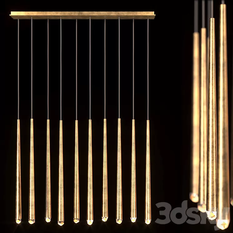 Suspension Restoration Hardware Aquitane Linear chandelier 48 3D Model Suspension Restoration Hardware Aquitane Linear chandelier 48 3D Model