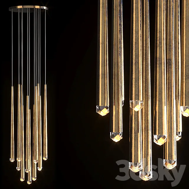 Suspension Restoration Hardware Aquitane Round chandelier 18 3D Model Suspension Restoration Hardware Aquitane Round chandelier 18 3D Model
