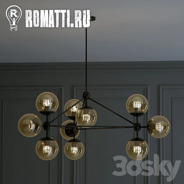 Suspension ROMATTI ROLL and HILL Modo Chandelier By Jason Miller 10 3D Model Suspension ROMATTI ROLL and HILL Modo Chandelier By Jason Miller 10 3D Model