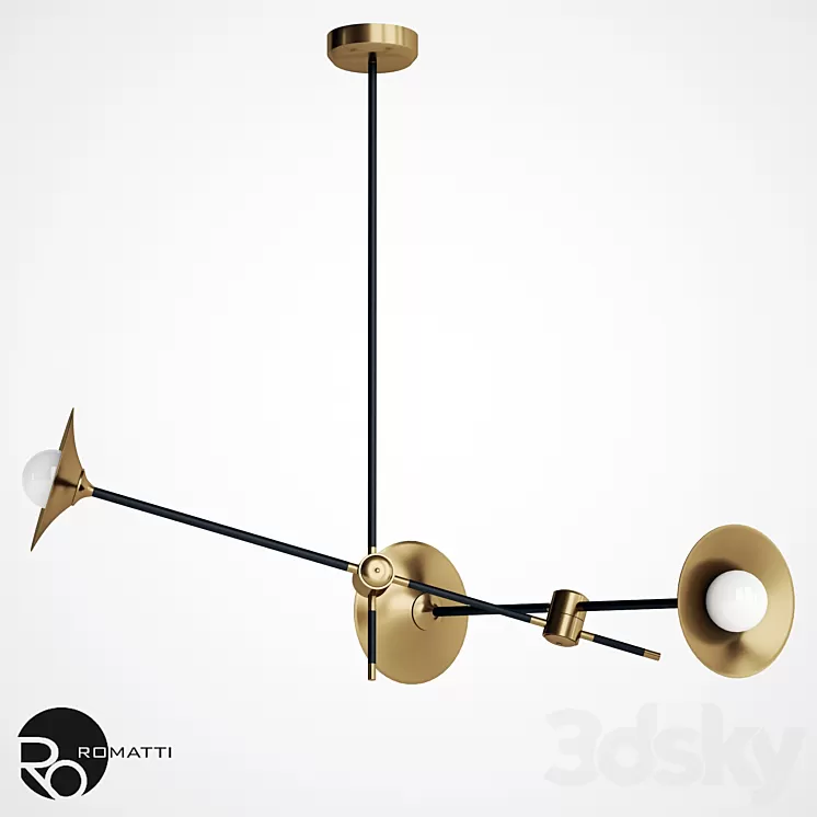 Suspension Skew Copper Lamp Romatti 3D Model