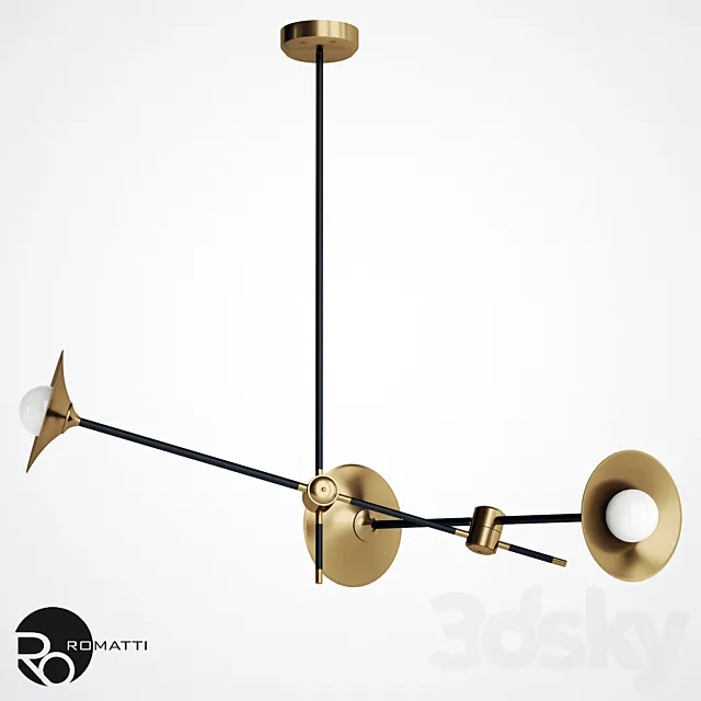 Suspension Skew Copper Lamp Romatti 3DModel Suspension Skew Copper Lamp Romatti 3DModel