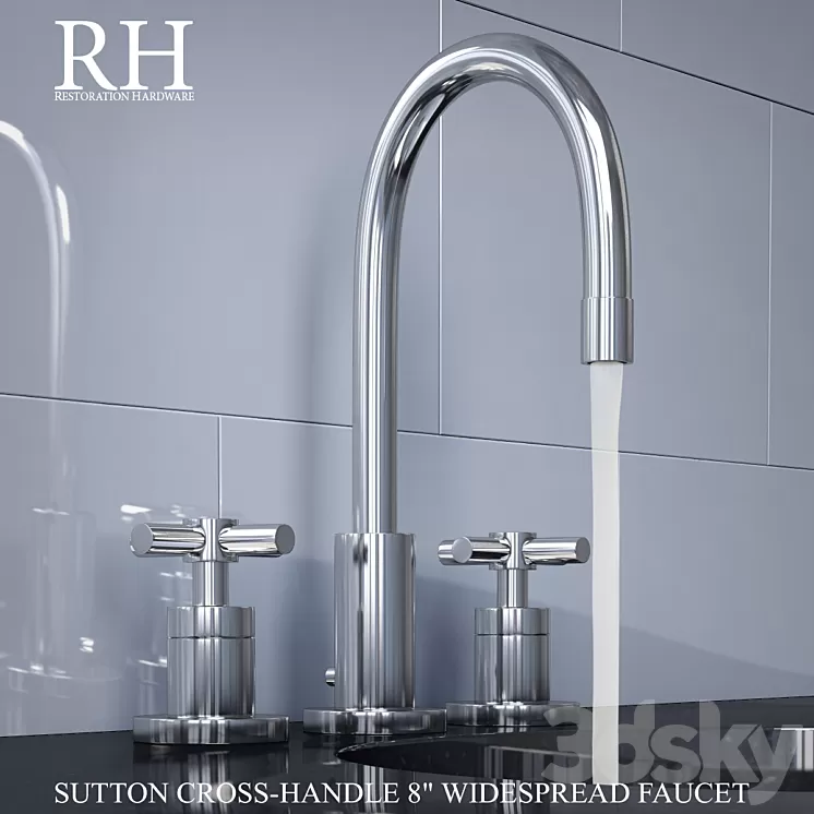 SUTTON CROSS-HANDLE 8_in WIDESPREAD FAUCET 3D Model
