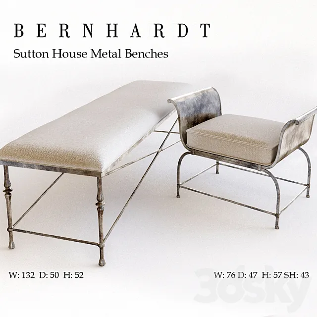 Sutton House Metal Bench 3D Model Sutton House Metal Bench 3D Model