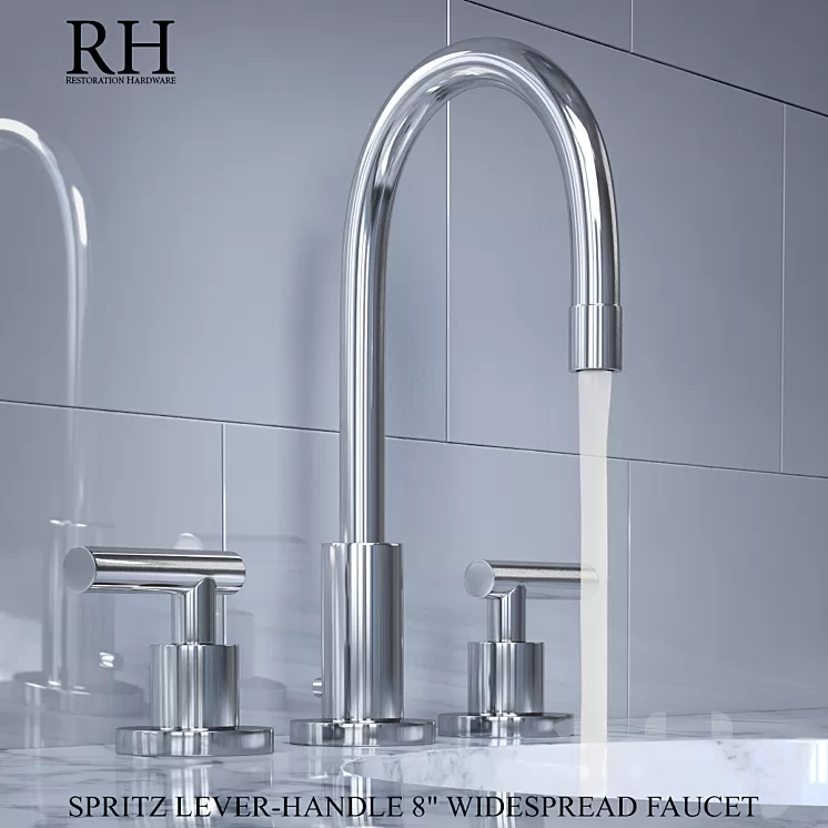 SUTTON LEVER-HANDLE 8in WIDESPREAD FAUCET 3D Model