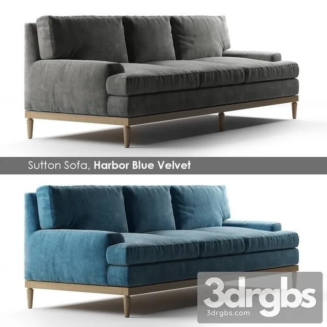 Sutton Sofa Harbor Blue Velvet 3D Model Download Sutton Sofa Harbor Blue Velvet 3D Model Download