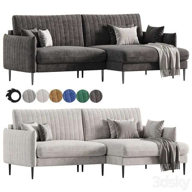 Svaut velvet Sofa 3D Model