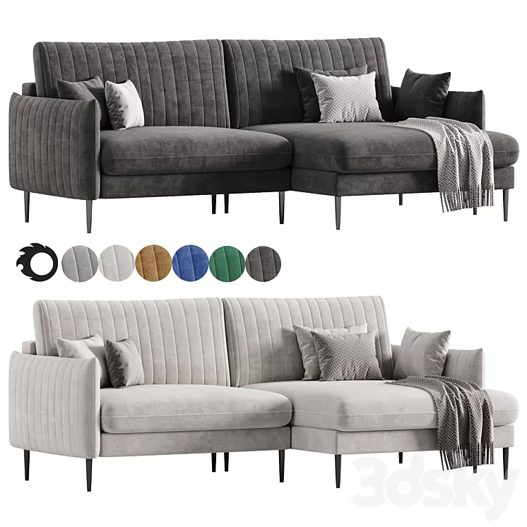 Svaut velvet Sofa 3D Model Free Download