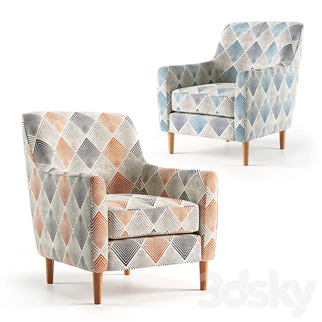 Sven Sunset _ Denim Accent Chair 3D Model