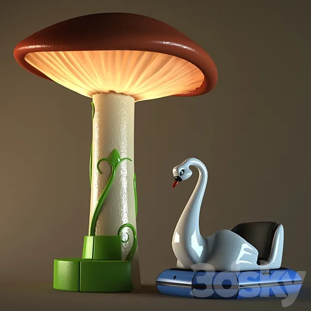 swan & mushroom 3D Model swan & mushroom 3D Model