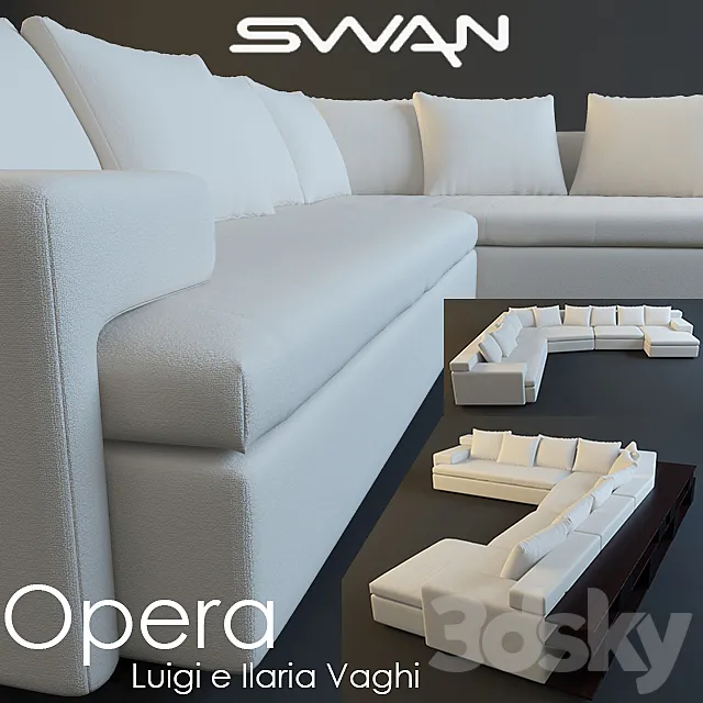 SWAN Opera  sofa with shelf 3DModel