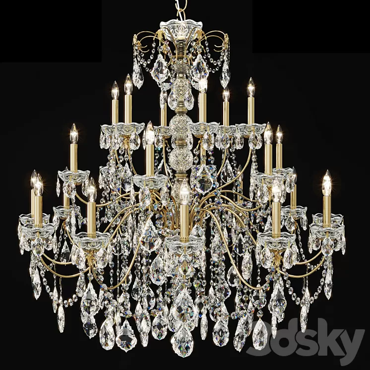 Swarovski Schonbek 1718-23 chandelier 3D Model Swarovski Schonbek 1718-23 chandelier 3D Model