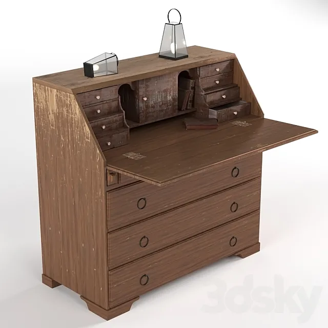 Swedish Painted Bureau 3D Model Swedish Painted Bureau 3D Model