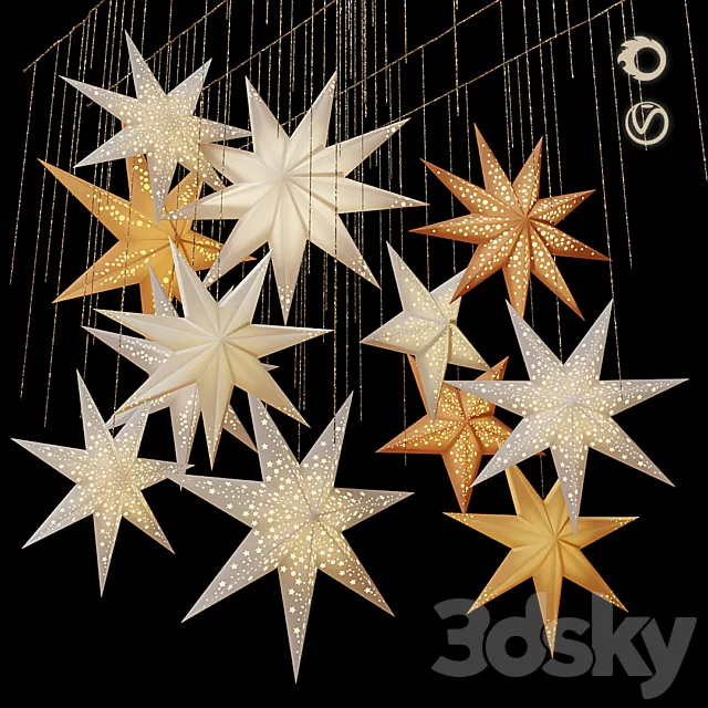 Swedish Stars Decorative Set 3D Model Swedish Stars Decorative Set 3D Model