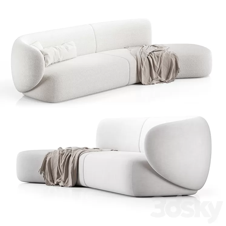 Swell Sofa 3 Seater Curved By Grado Design 3D Model Free Download