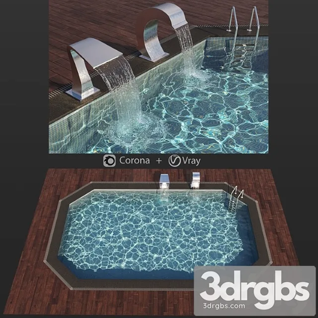 Swimming Pool Waterfall 3D Model Download