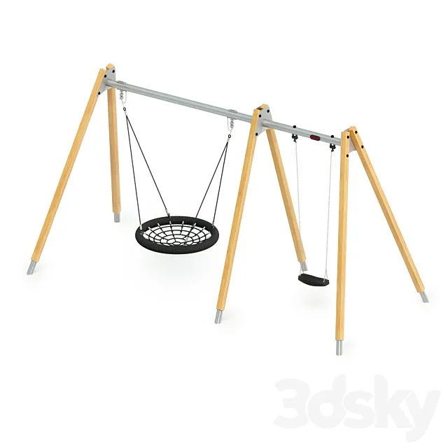 Swing 25m Solid Wood Kompan 3D Model Swing 25m Solid Wood Kompan 3D Model