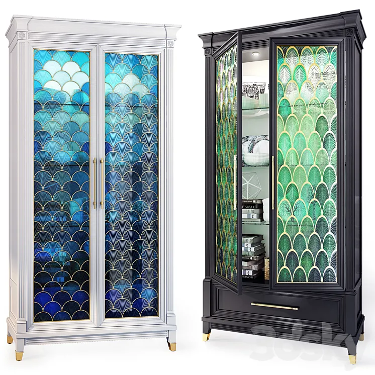 Swing cabinet Art Deco showcase. Showcase display cabinet Art Deco 3D Model Free Download