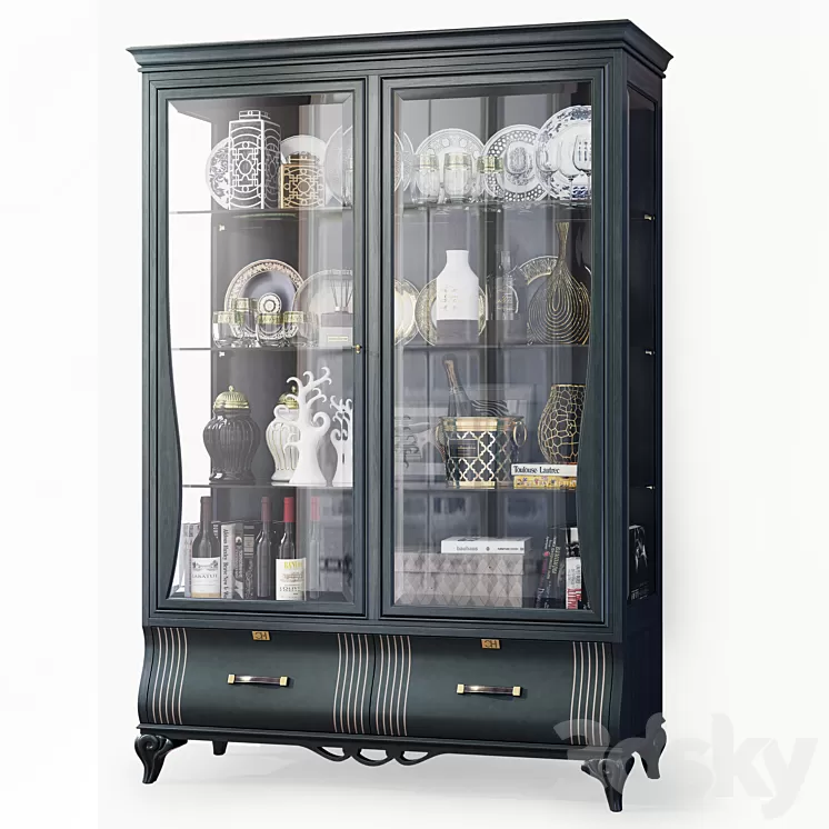 Swing cabinet with glass showcase Art Deco Carpanese 3D Model Free Download
