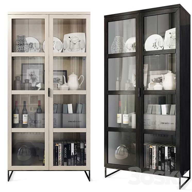 Swing cabinet with glass \/ showcase Everett. Cabinet showcase by Rowico 3D Model Free Download