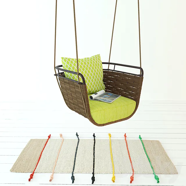 Swing Portofino Roberti Rattan Greenfield 9770; carpet Ikea Tilst 3D Model