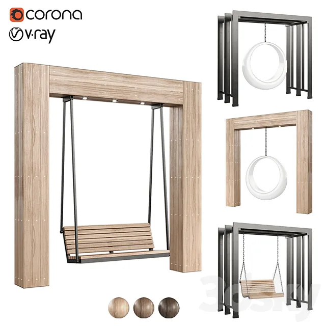 Swing set with canopy 3D Model