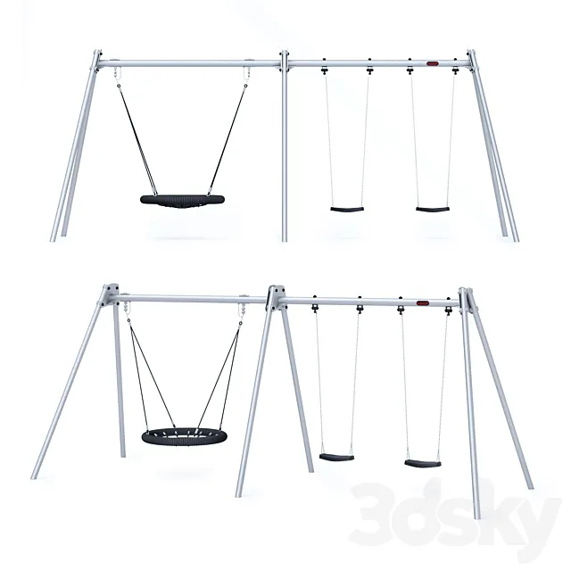 Swing steel Standard + Nest 25m Kompan 3D Model Swing steel Standard + Nest 25m Kompan 3D Model