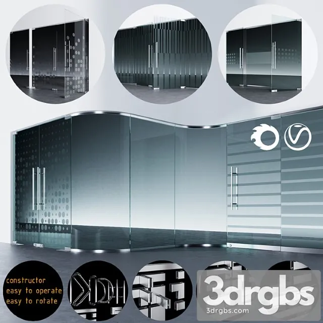 Swinging pendulum glass doors for office and home 2   corona – vray 3D Model Download