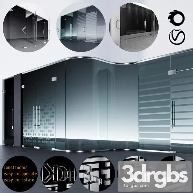 Swinging pendulum glass doors for office and home 3   corona – vray 3D Model Download