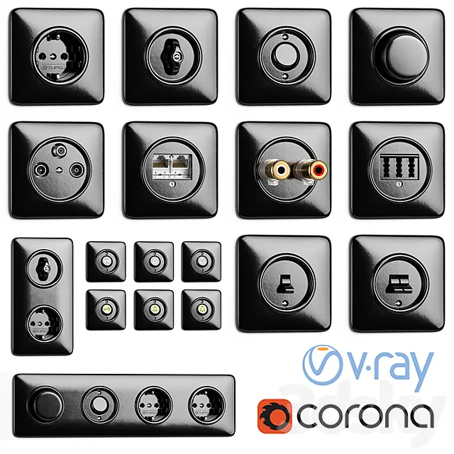 Switches and sockets THPG Bakelite 3DModel Switches and sockets THPG Bakelite 3DModel