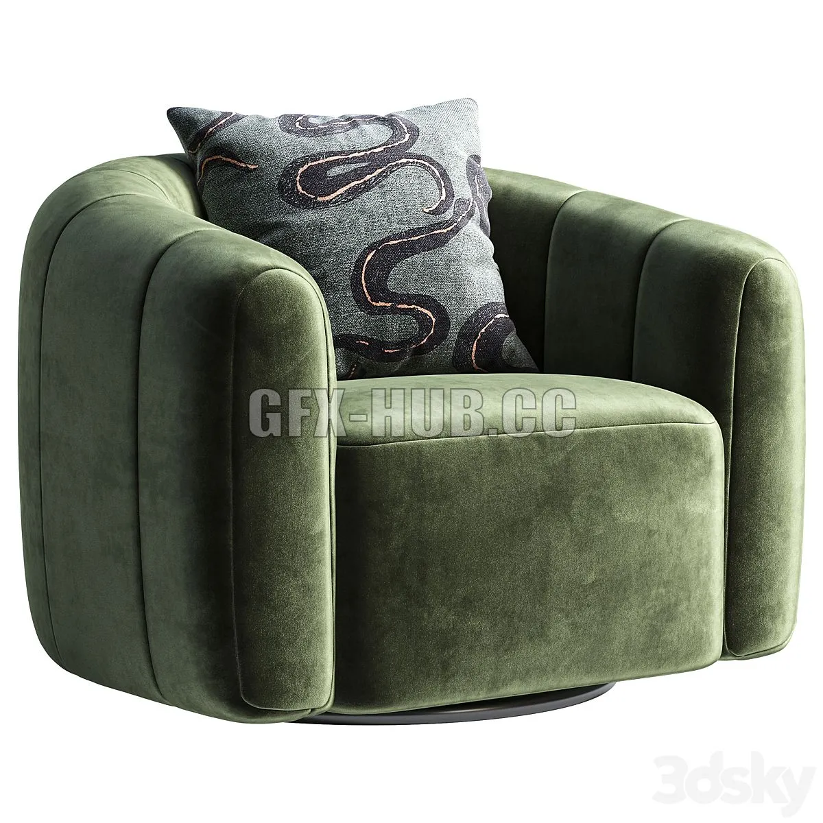 Swivel Armchair CB2 Fitz 3D Model