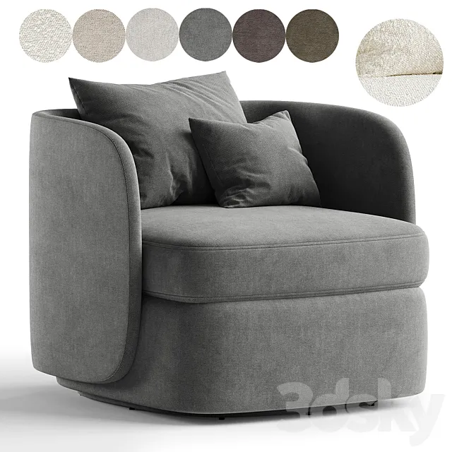 Swivel chair Dandy milky bouclé 3D Model