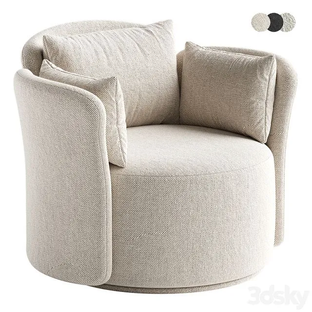 Swivel chair Lulu L black and white boucle 3D Model Swivel chair Lulu L black and white boucle 3D Model