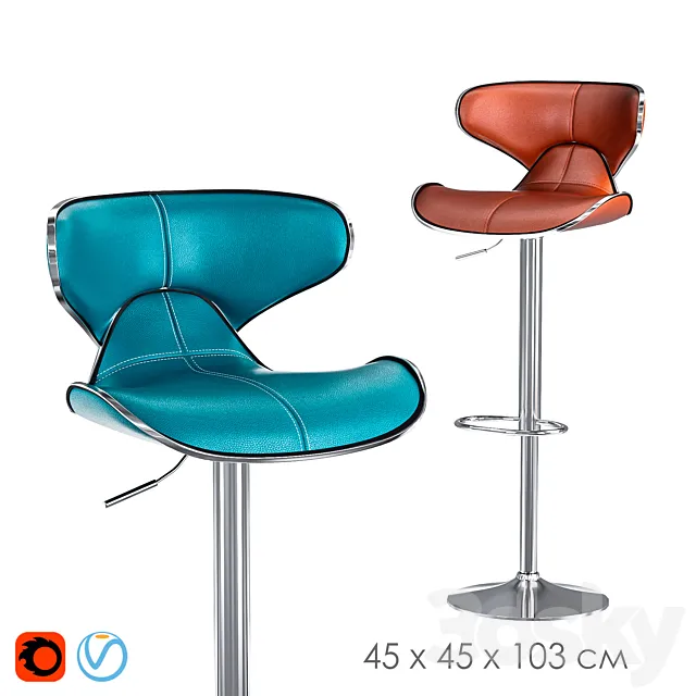 Swivel Faux Leather Adjustable Barstools 3D Model Swivel Faux Leather Adjustable Barstools 3D Model
