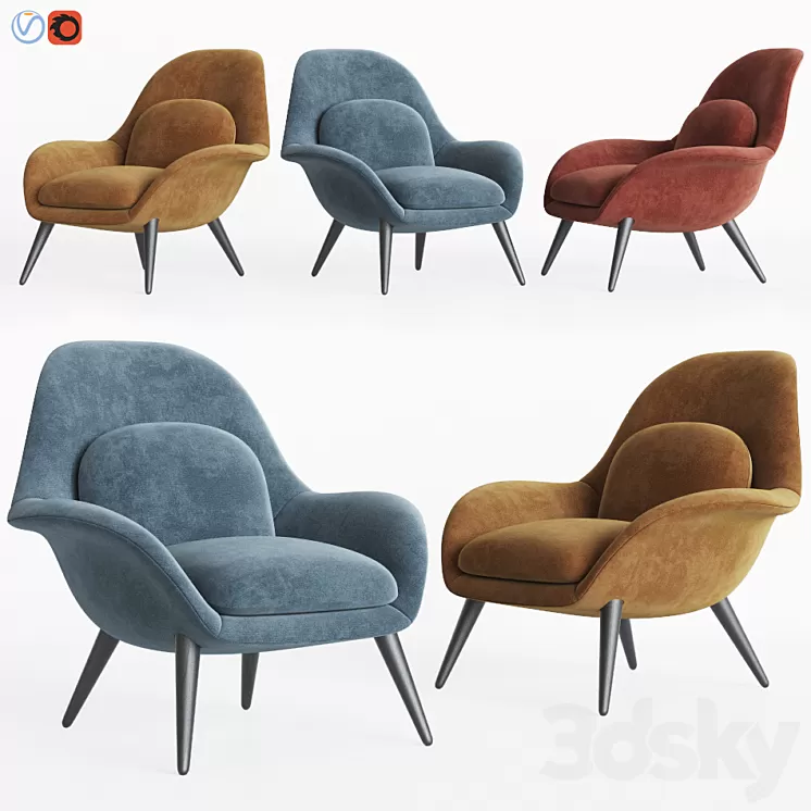 Swoon Lounge – Fredericia Furniture 3D Model