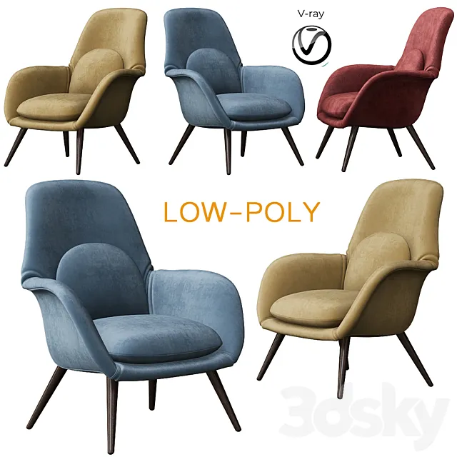 Swoon Lounge – Fredericia Furniture (low poly) 3DModel Swoon Lounge – Fredericia Furniture (low poly) 3DModel
