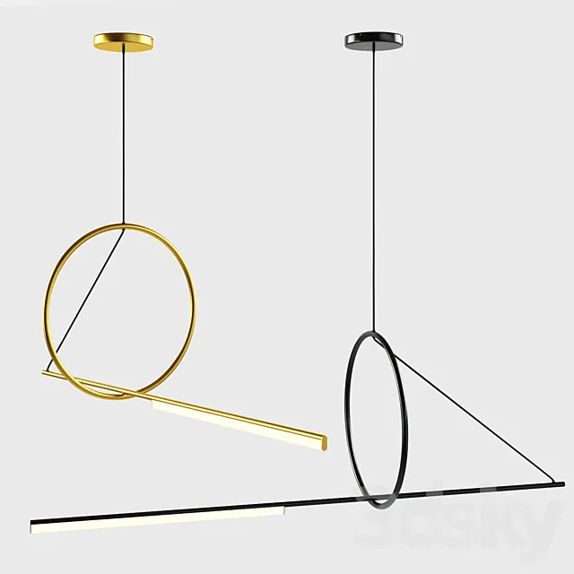 Syzygy pendant light gold L120 _ black L140 3D Model