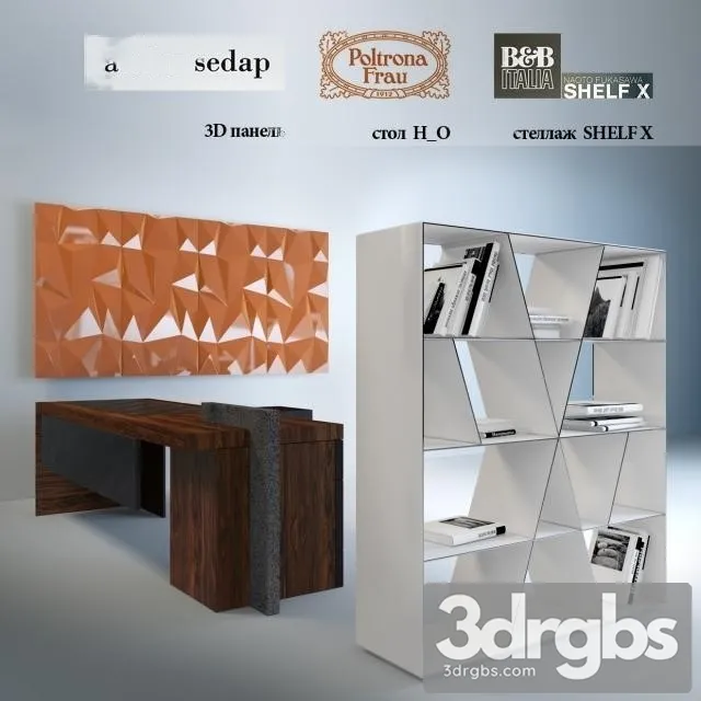 Table 3D Panel Bookshelf 3D Model Download
