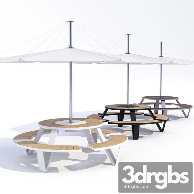 Table adanat landau with an umbrella 3D Model Download